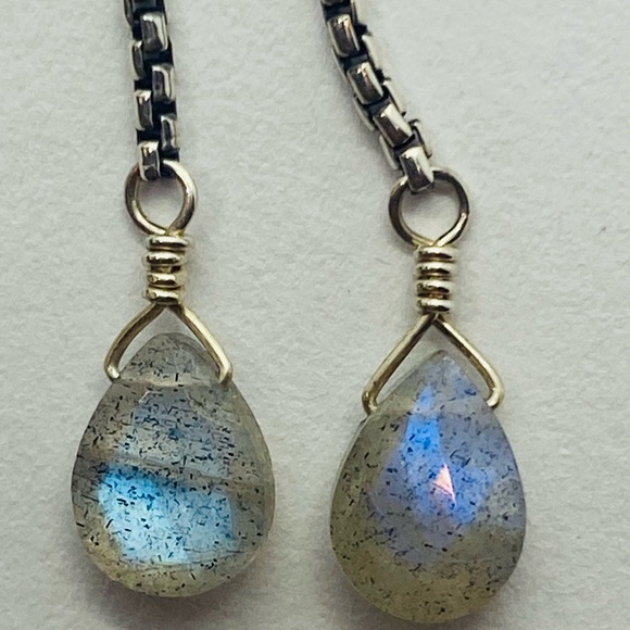 David Yurman Multi-Stone Pearl Sterling Silver Drop Earrings 18K 750 - Picture 12 of 12